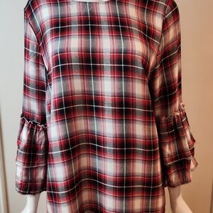 Jane and Delancey Red and Black Plaid Blouse
